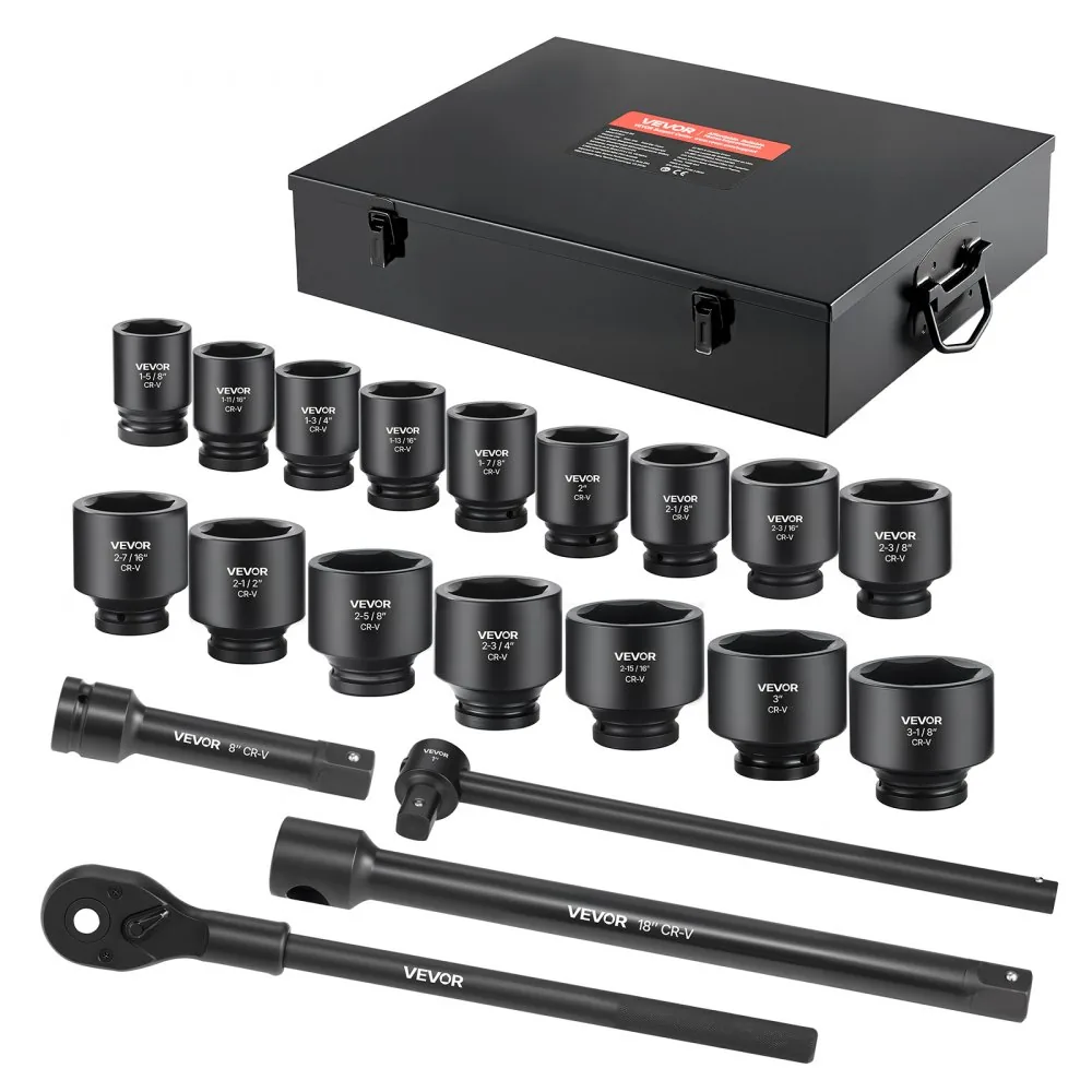 VEVOR 21 piece impact socket set case view