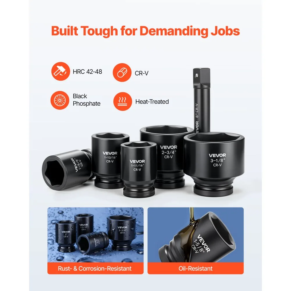 VEVOR impact socket set on garage workbench