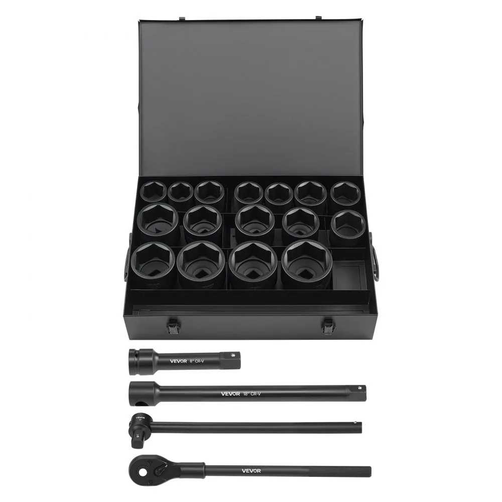 VEVOR impact sockets organized in case