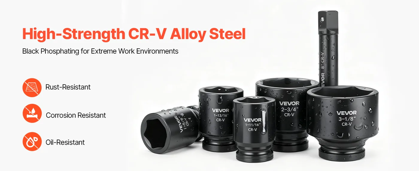 VEVOR 21 Piece 1 in Drive Impact Socket Set Shallow Built to Last