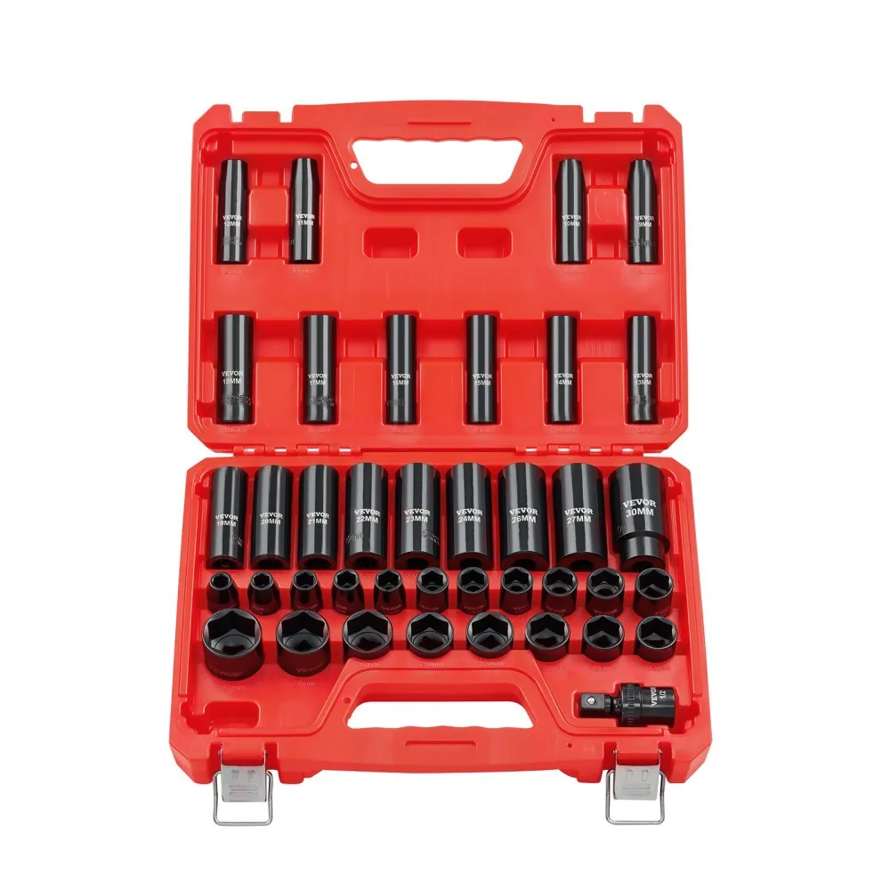 VEVOR impact sockets organized in case