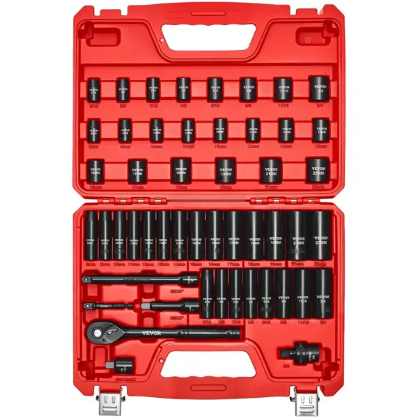 VEVOR 50 piece impact socket set case view