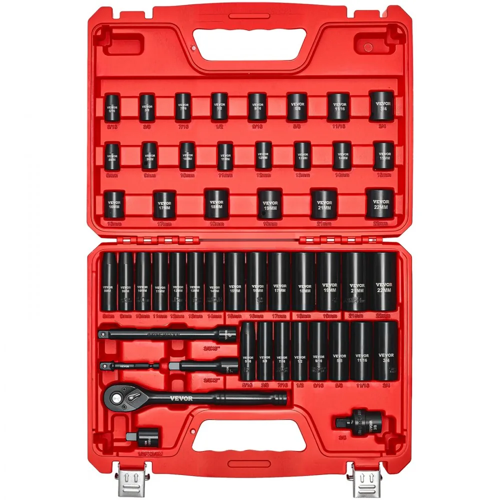 VEVOR 50 piece impact socket set case view