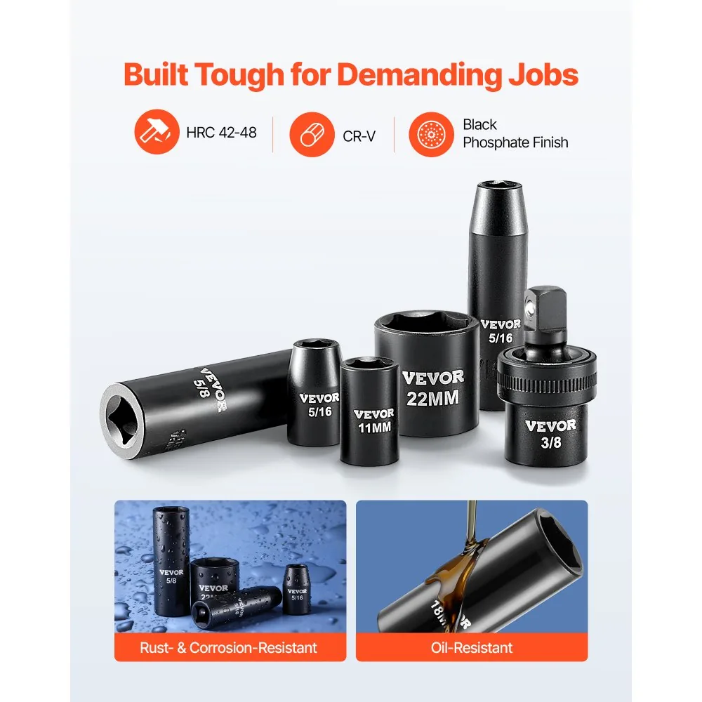 VEVOR impact socket set on garage workbench