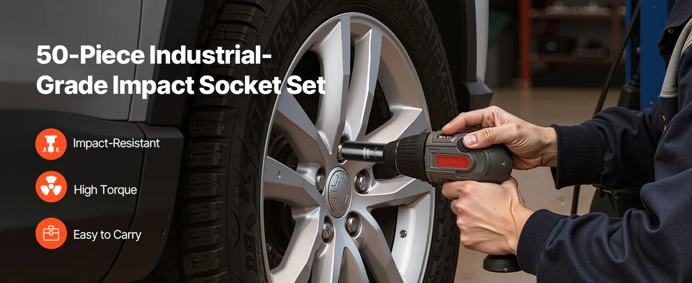 VEVOR 50 piece impact socket set overview
