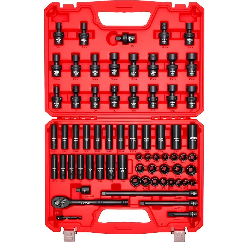 VEVOR 67 piece impact socket set case view