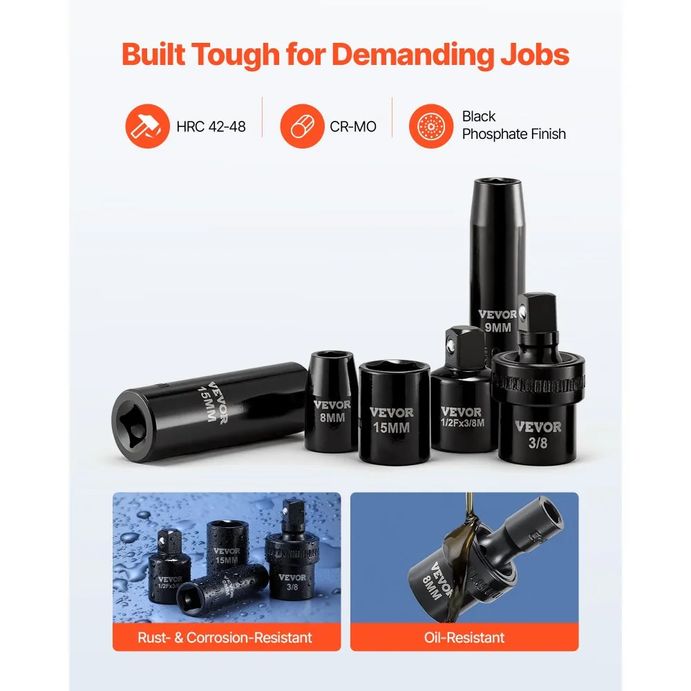 VEVOR impact socket set on garage workbench