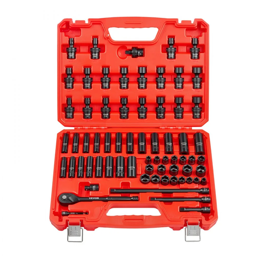 VEVOR impact sockets organized in case