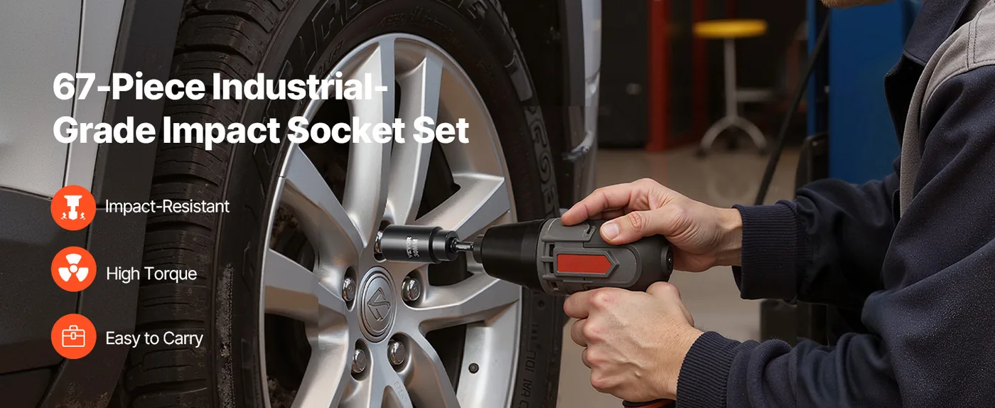 VEVOR 67 piece impact socket set overview
