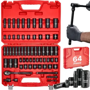VEVOR 64 piece impact socket set case view
