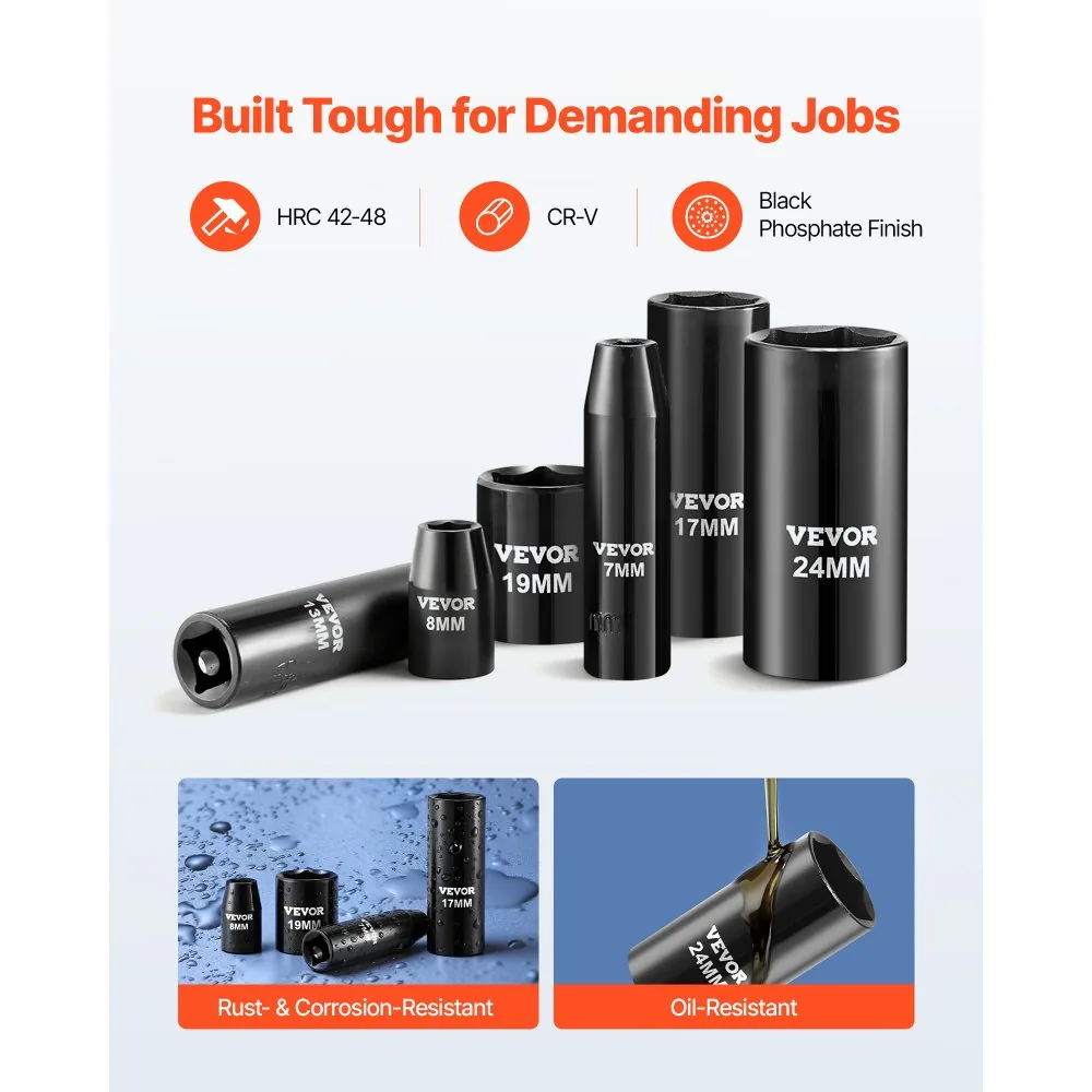 VEVOR impact socket set on garage workbench