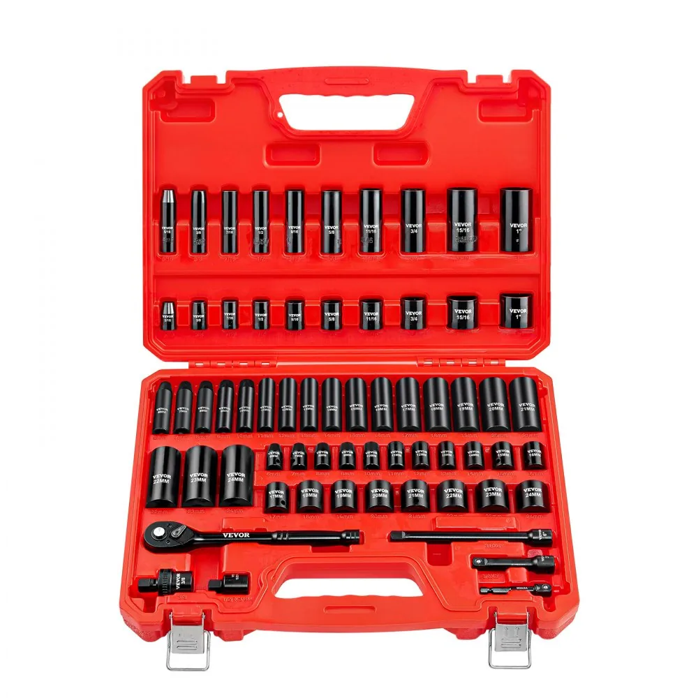 VEVOR impact sockets organized in case
