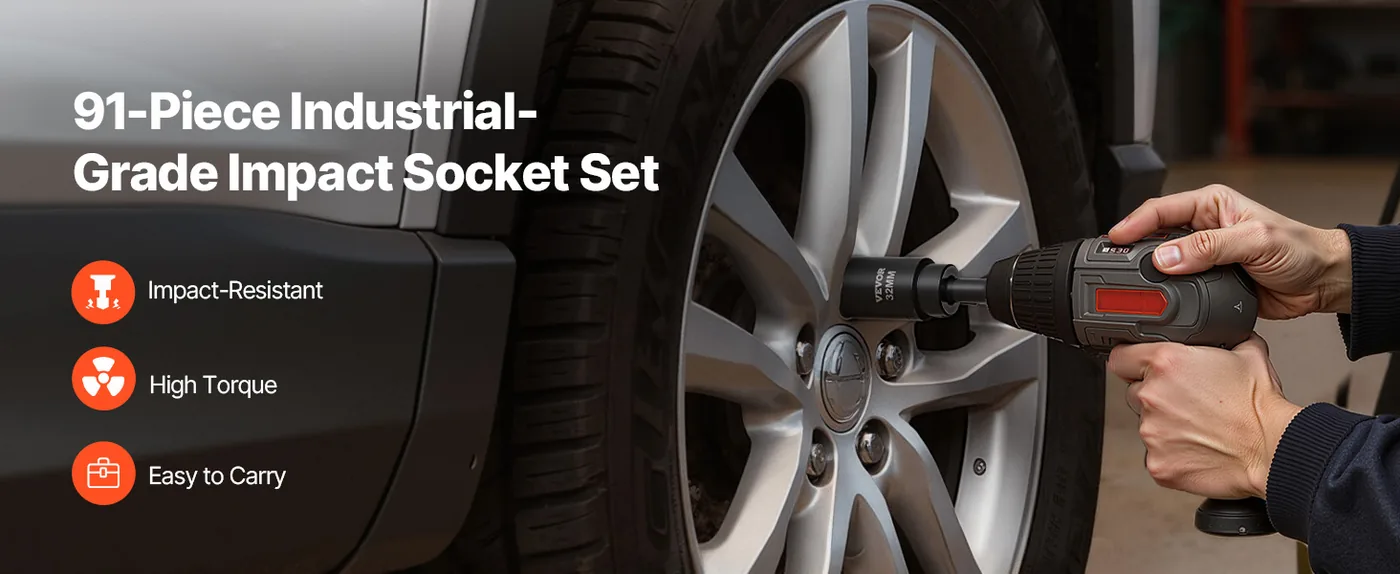 VEVOR 91 piece impact socket set overview