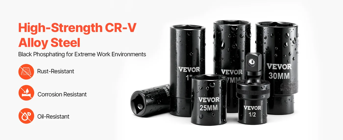 VEVOR 91 Piece 1/2 in Impact Socket Set Deep & Shallow Built to Last