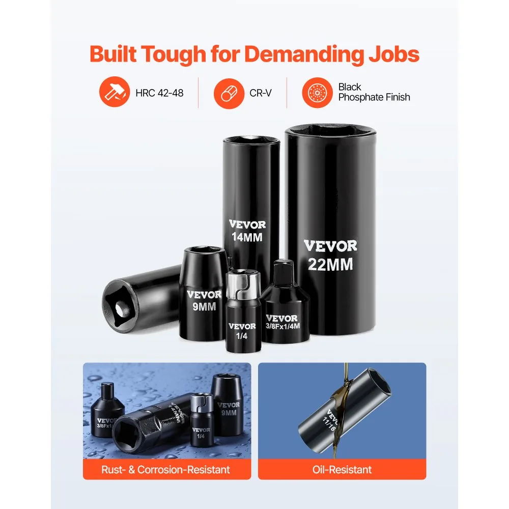 VEVOR impact socket set on garage workbench