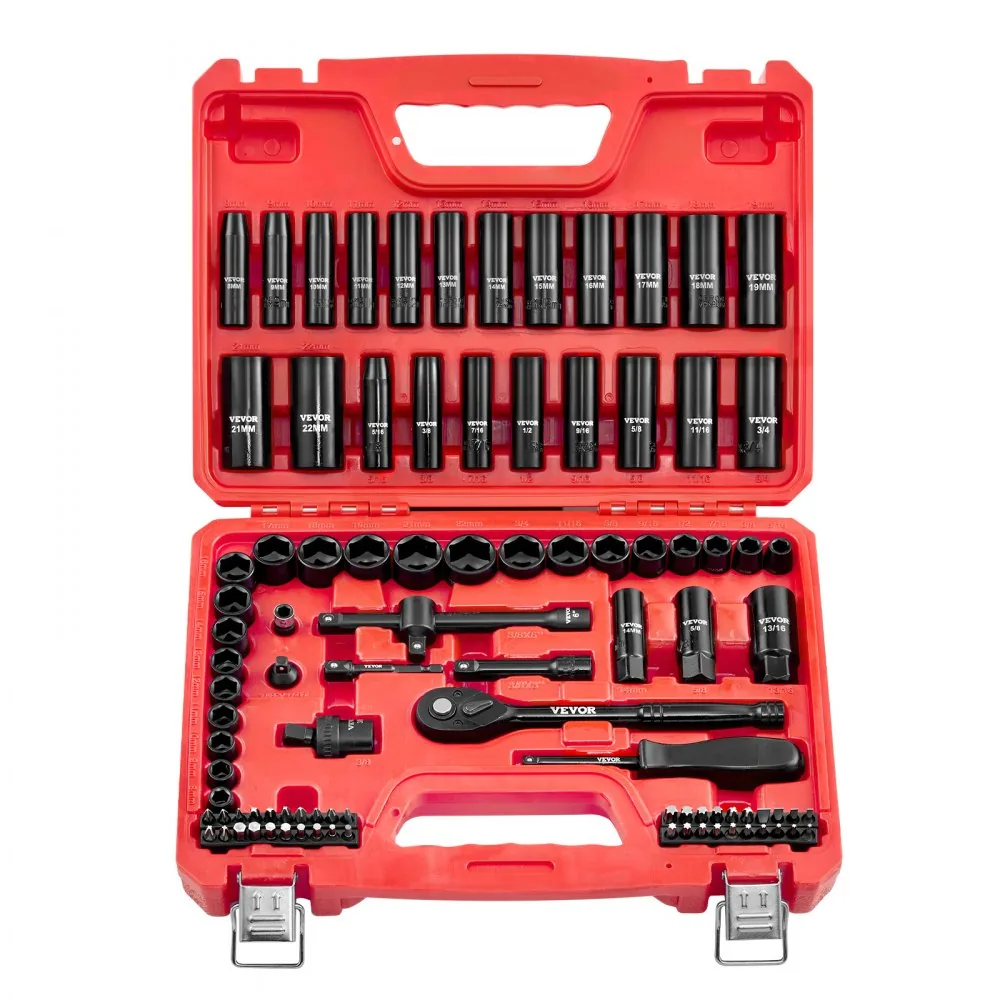 VEVOR 3/8 drive sockets organized in case
