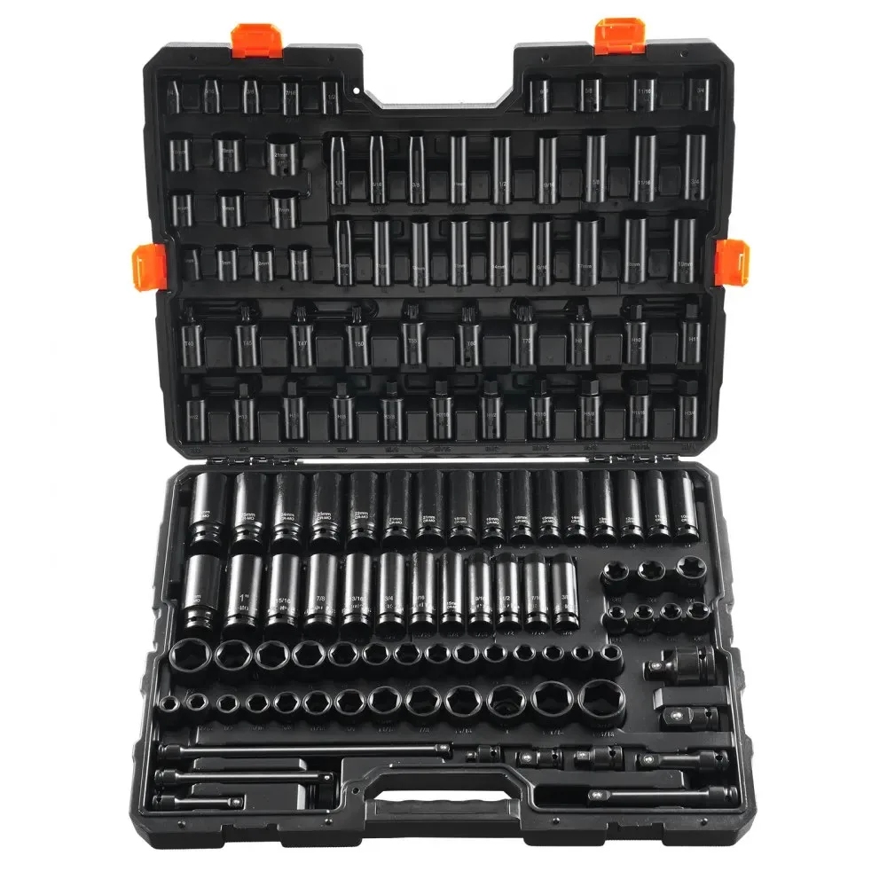 VEVOR impact sockets organized in case
