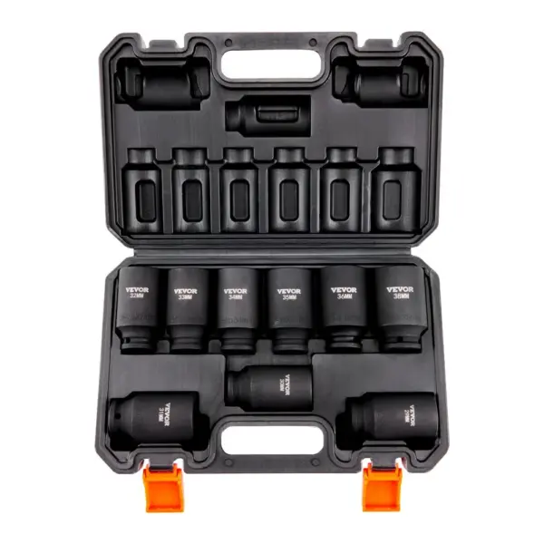 VEVOR 9 piece impact socket set case view