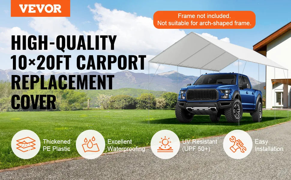 VEVOR 10 x 20 ft Carport Replacement Canopy Cover 10x20ft overview