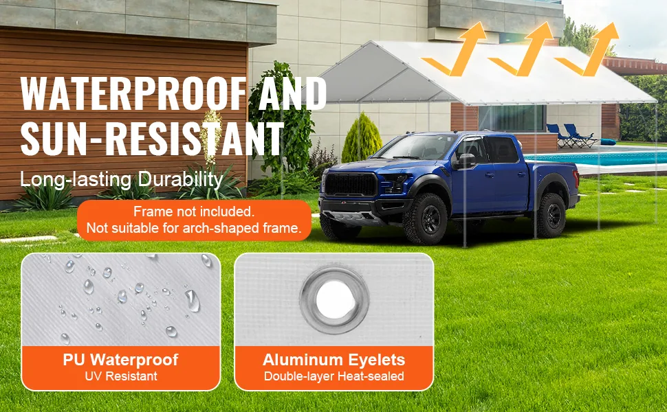 VEVOR 10 x 20 ft Carport Replacement Canopy Cover 10x20ft feature 1