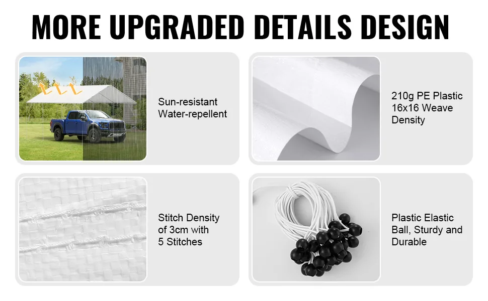 VEVOR 10 x 20 ft Carport Replacement Canopy Cover 10x20ft feature 3