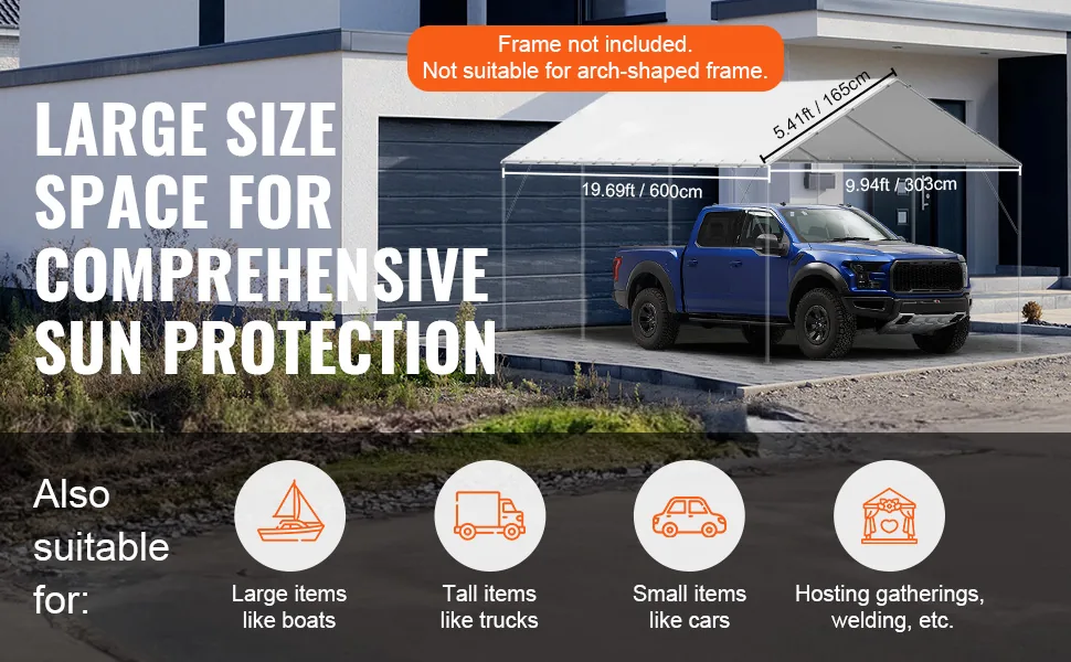 VEVOR 10 x 20 ft Carport Replacement Canopy Cover 10x20ft feature 4