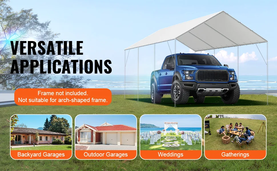 VEVOR 10 x 20 ft Carport Replacement Canopy Cover 10x20ft feature 5