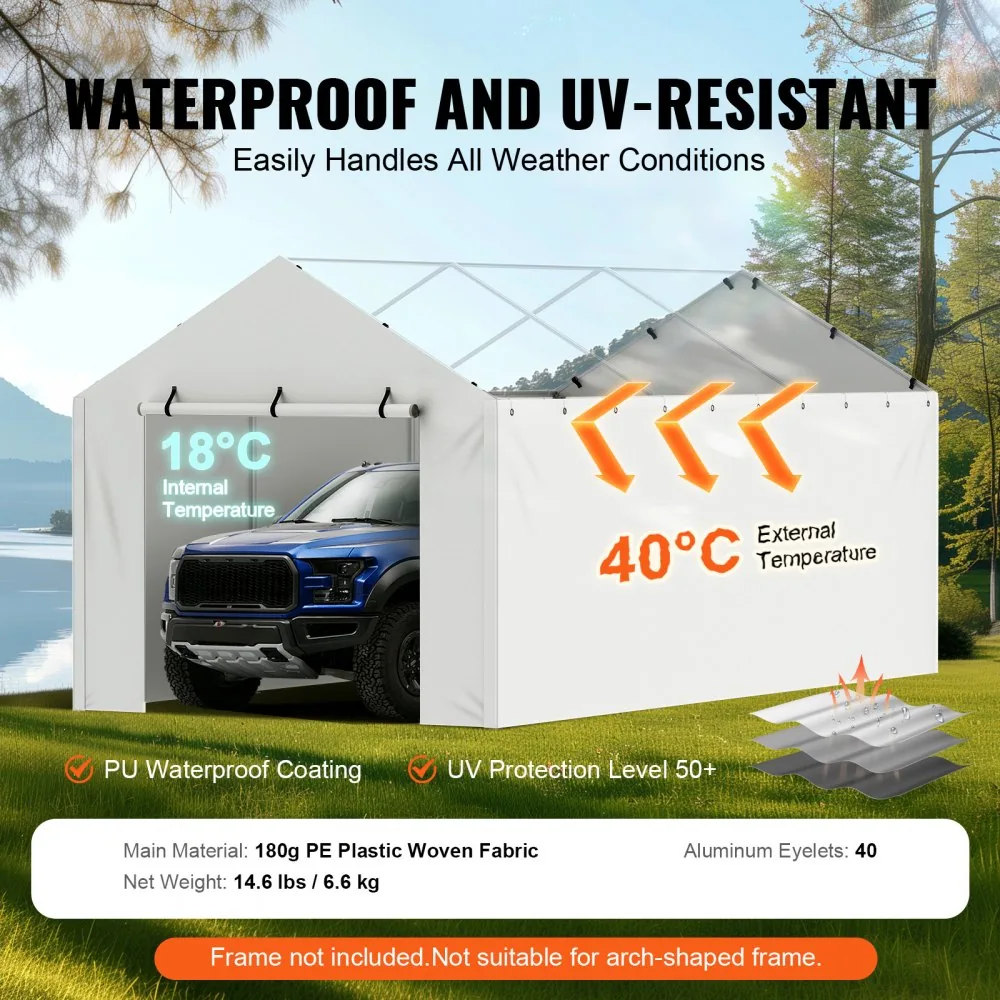 VEVOR Carport Replacement Canopy Cover Side Wall 10 x 20 ft product image 3