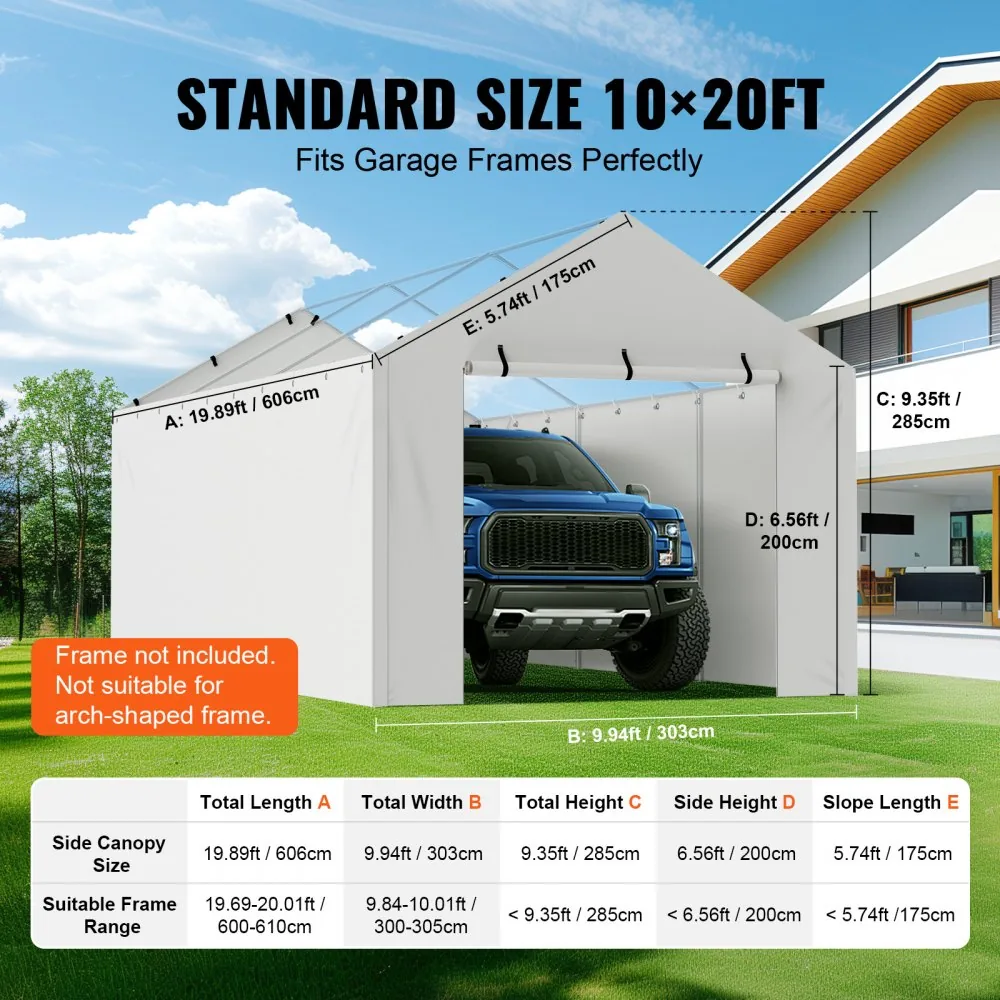VEVOR Carport Replacement Canopy Cover Side Wall 10 x 20 ft product image 4