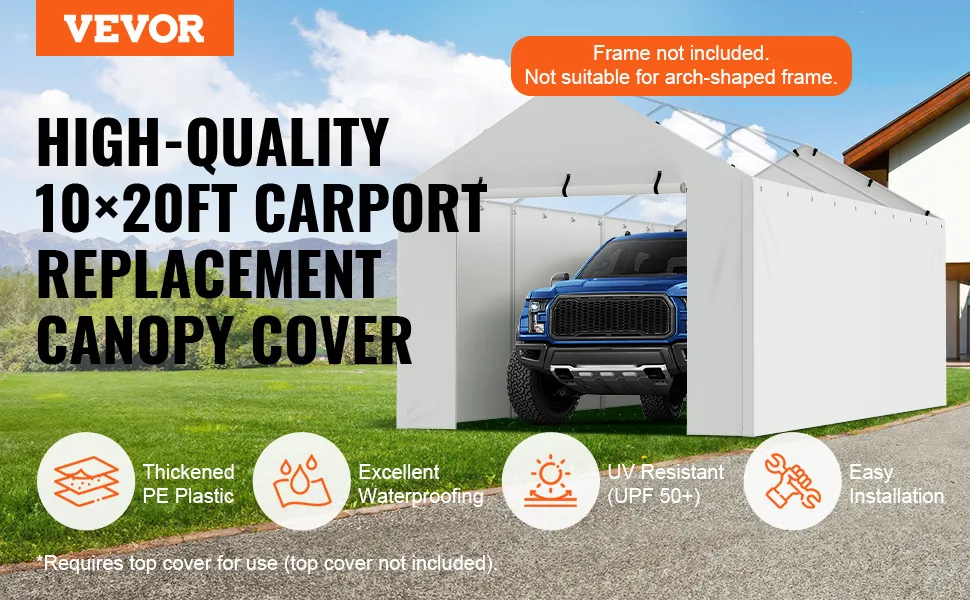 VEVOR Carport Replacement Canopy Cover Side Wall 10 x 20 ft overview
