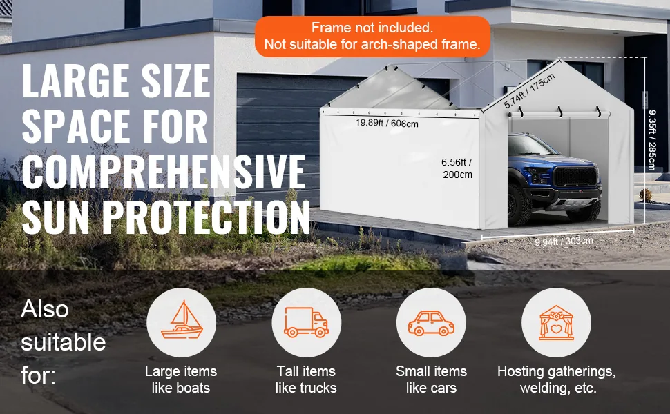 VEVOR Carport Replacement Canopy Cover Side Wall 10 x 20 ft feature 4