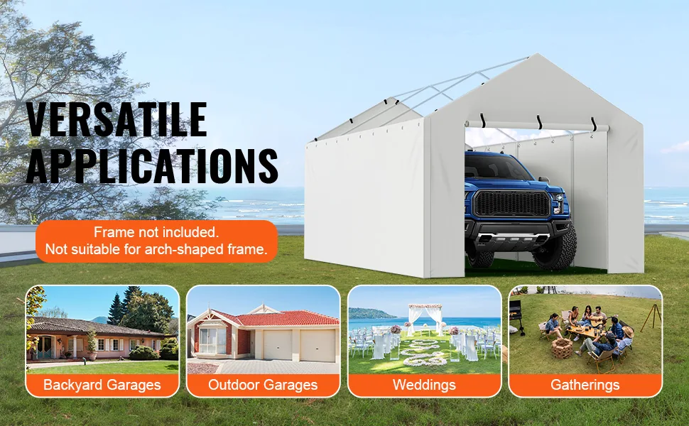 VEVOR Carport Replacement Canopy Cover Side Wall 10 x 20 ft feature 5