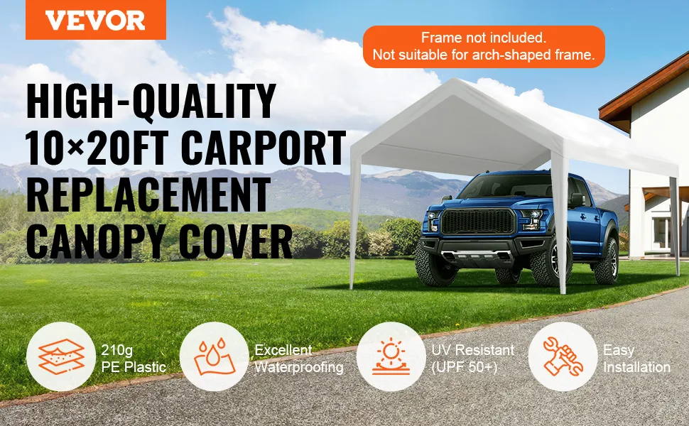 VEVOR Carport Replacement Canopy Cover 10 x 20 ft 10x20ft overview