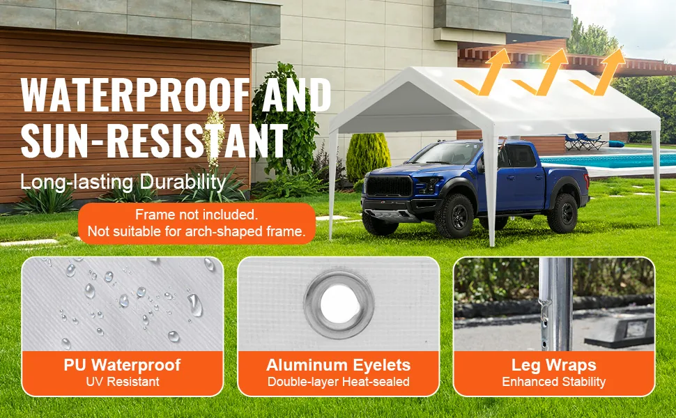 VEVOR Carport Replacement Canopy Cover 10 x 20 ft 10x20ft feature 1