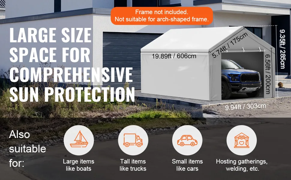 VEVOR Carport Replacement Canopy Cover Top + Side Wall 10 x feature 4