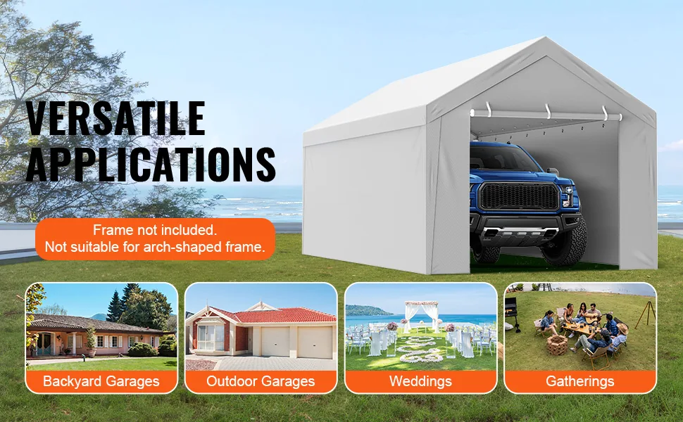 VEVOR Carport Replacement Canopy Cover Top + Side Wall 10 x feature 5