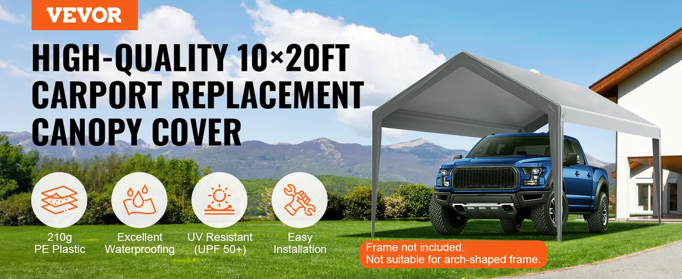 VEVOR Carport Replacement Canopy Cover 10 x 20 ft 10x20ft overview