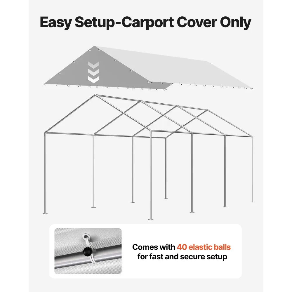 VEVOR Carport Replacement Canopy 10x20ft Grey Canopy fabric product image 5