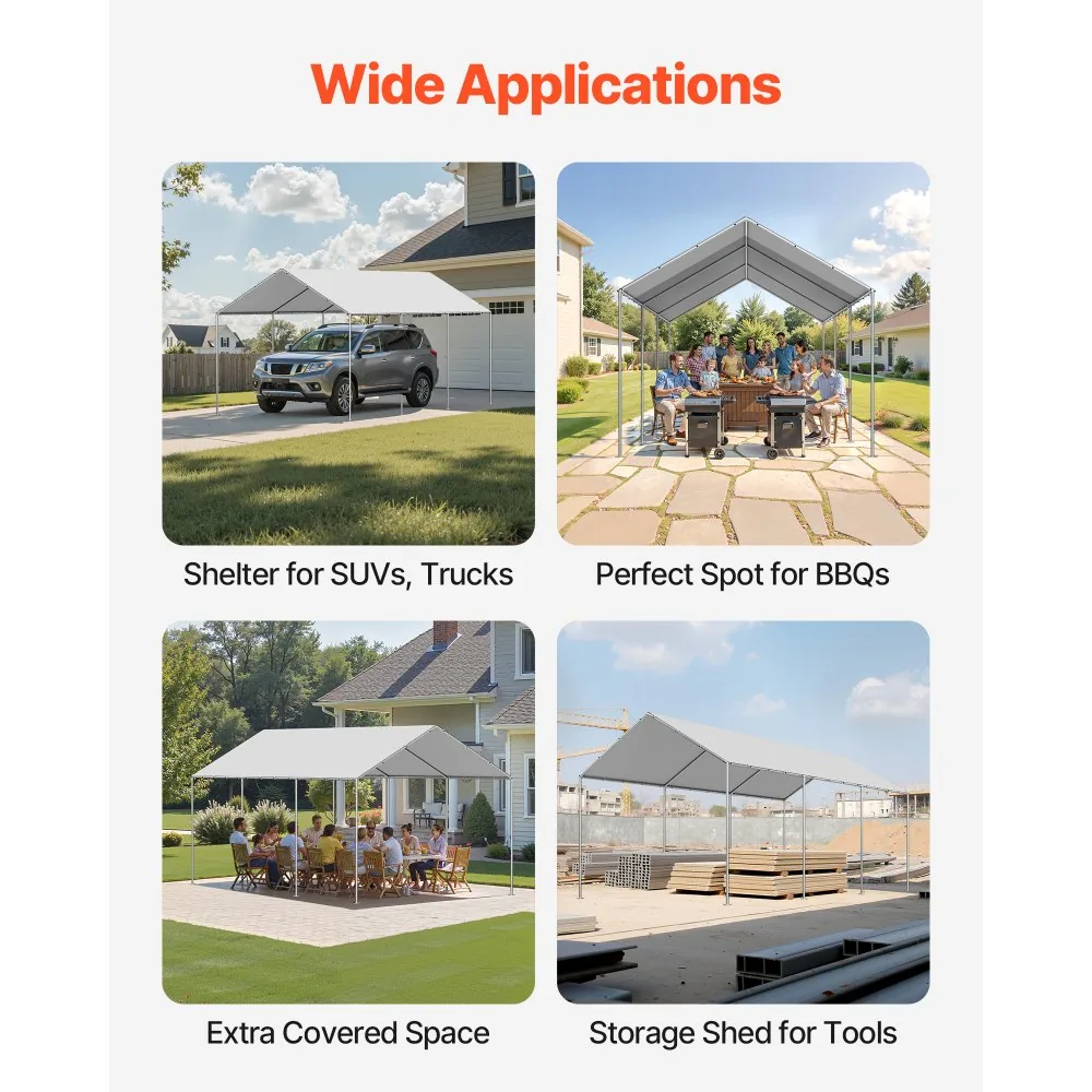 VEVOR Carport Replacement Canopy 10x20ft Grey Canopy fabric product image 6