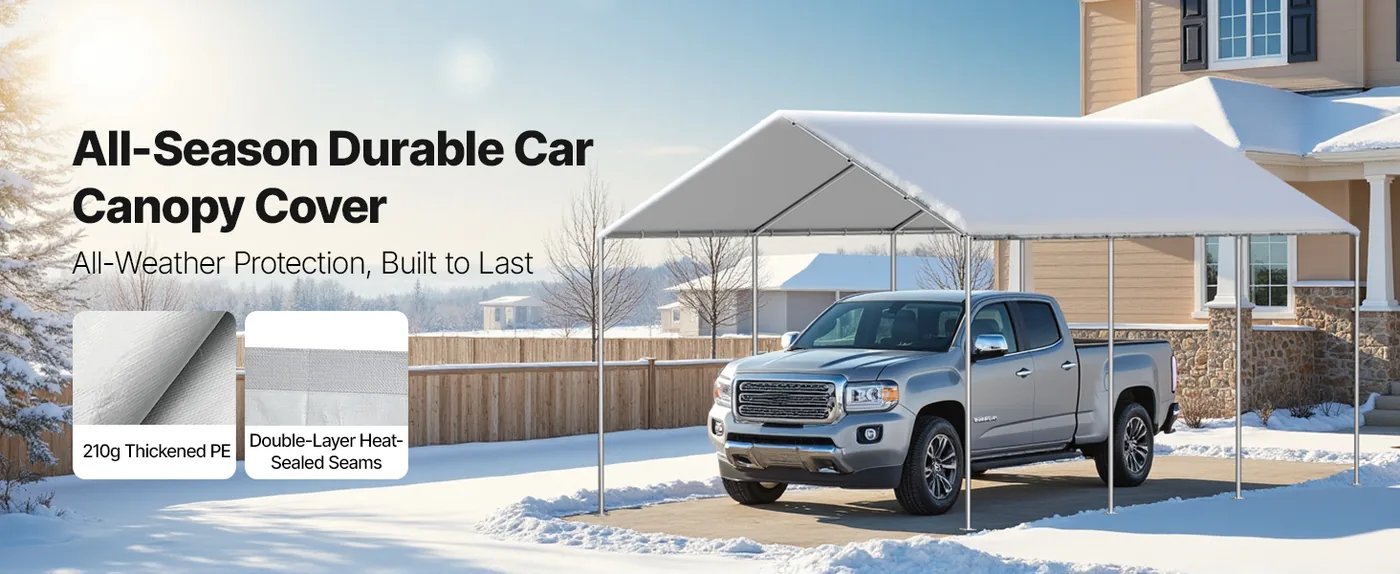 VEVOR Carport Replacement Canopy 10x20ft Grey Canopy fabric All-Year Round Durable