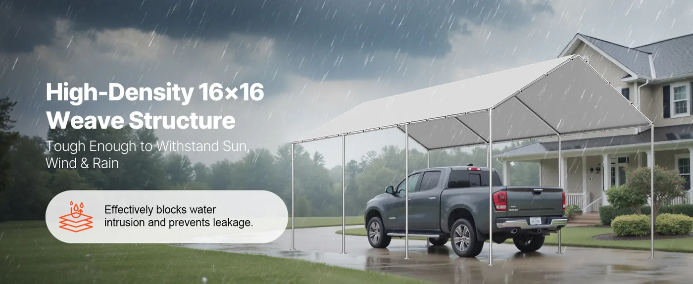 VEVOR Carport Replacement Canopy 10x20ft Grey Canopy fabric Weather-Resistant