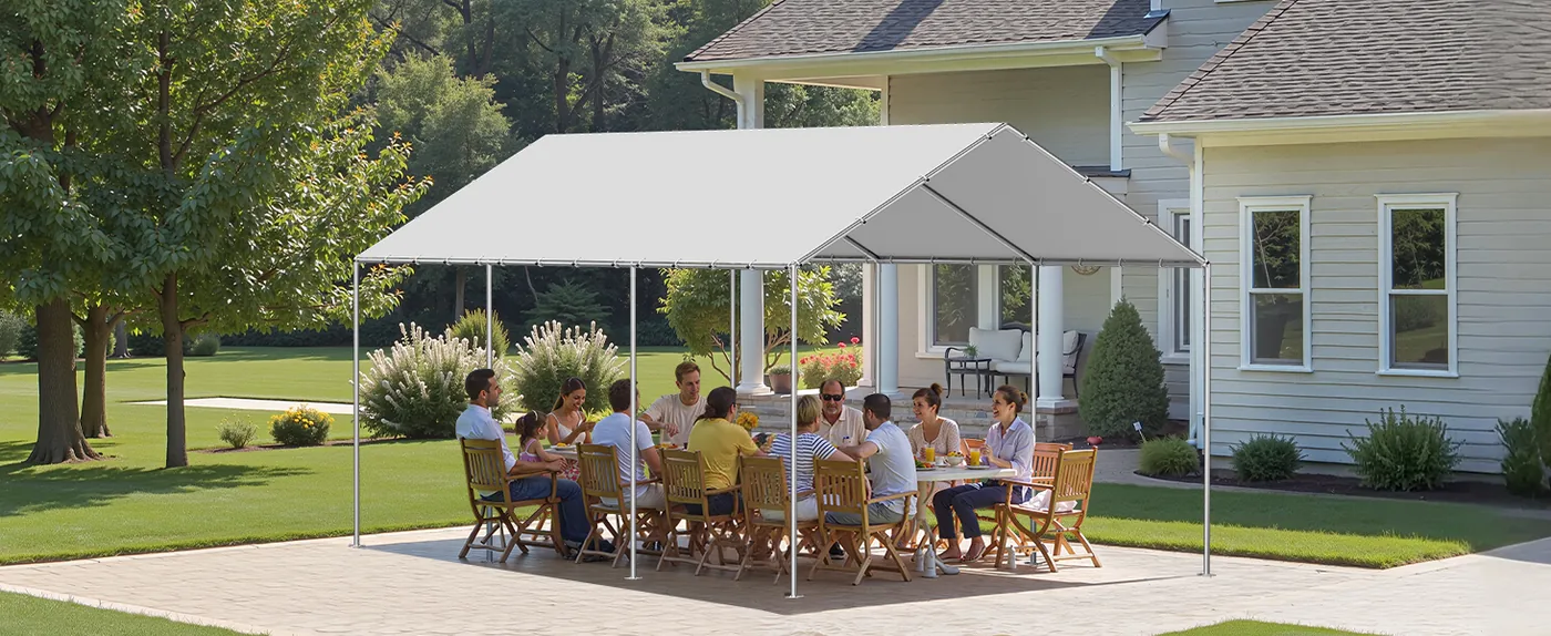 VEVOR Carport Replacement Canopy 10x20ft Grey Canopy fabric Backyard Extension