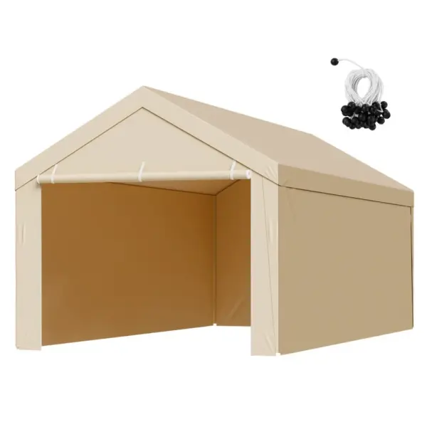 VEVOR Carport Replacement Canopy 10x20ft Beige Top and side product image 1