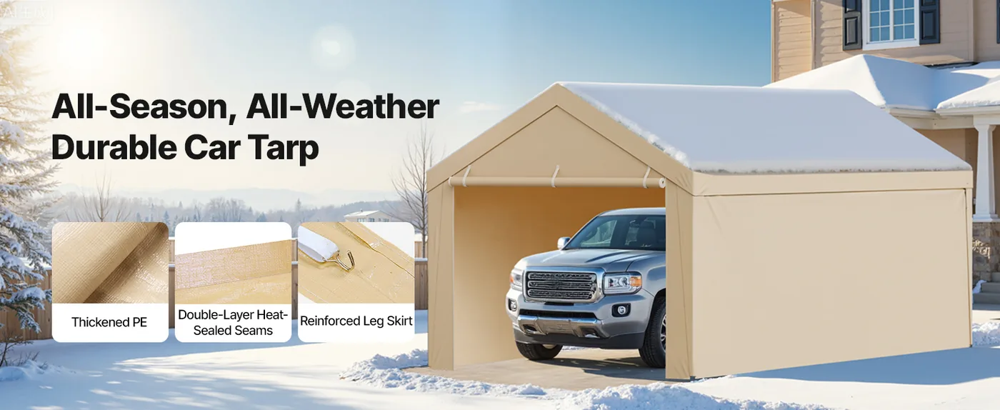 VEVOR Carport Replacement Canopy 10x20ft Beige Top and side All-Year Round Durable