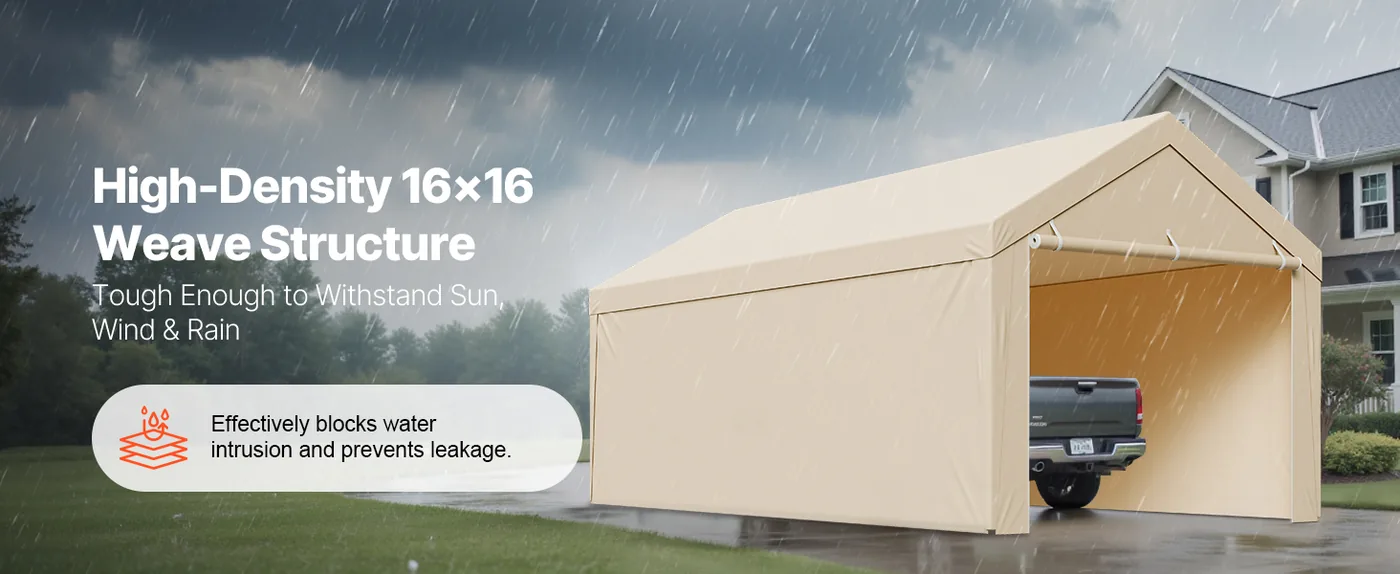 VEVOR Carport Replacement Canopy 10x20ft Beige Top and side Weather-Resistant