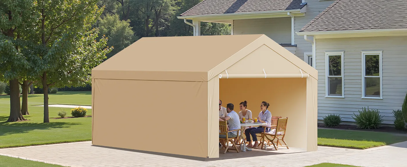 VEVOR Carport Replacement Canopy 10x20ft Beige Top and side Backyard Extension