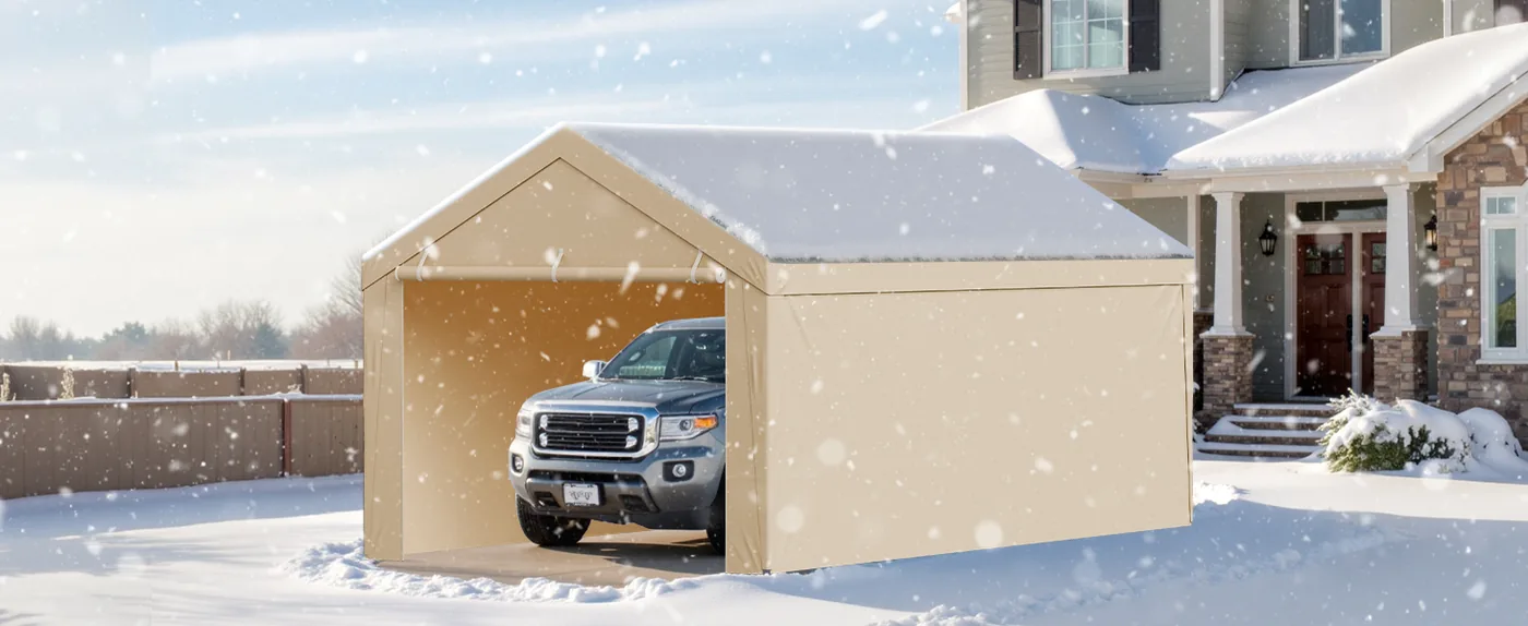 VEVOR Carport Replacement Canopy 10x20ft Beige Top and side Vehicle Shelter