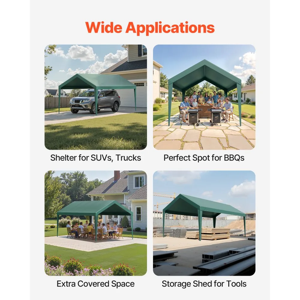 VEVOR Carport Replacement Canopy 10x20ft dark green Canopy s product image 6
