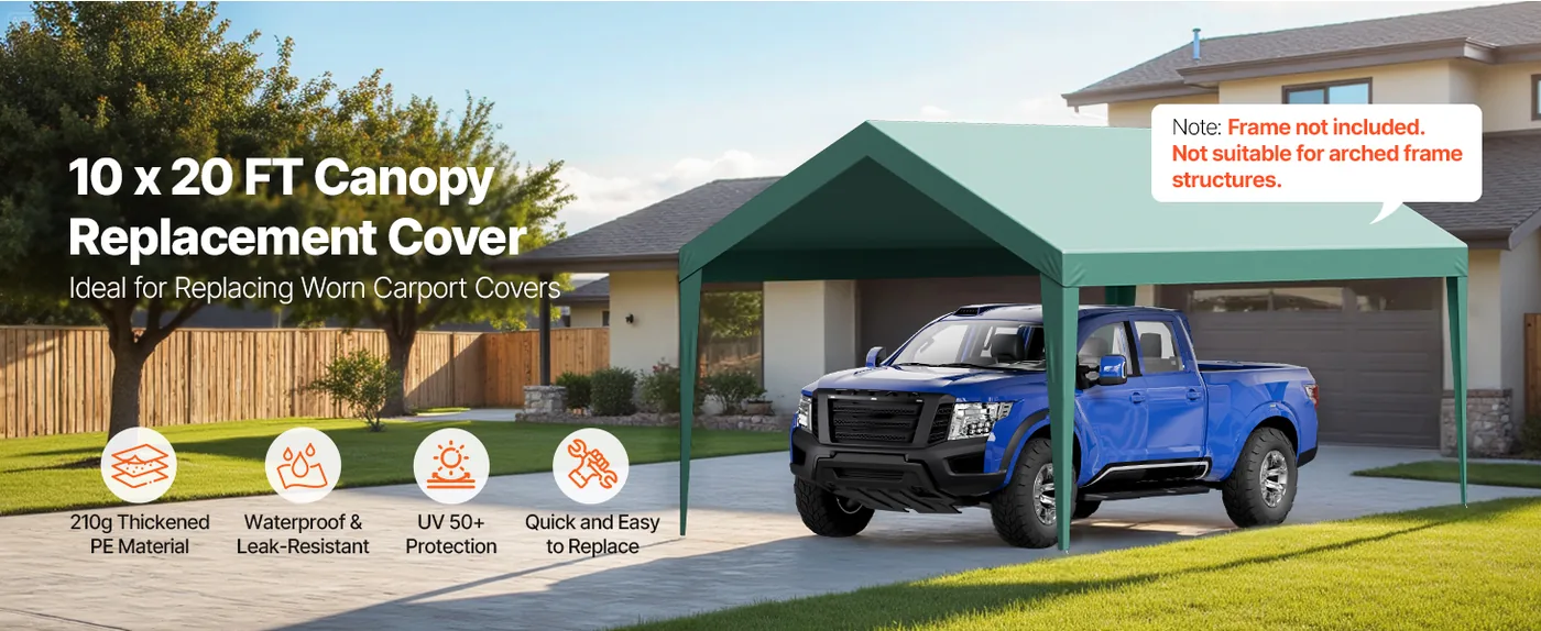 VEVOR Carport Replacement Canopy 10x20ft dark green Canopy s overview