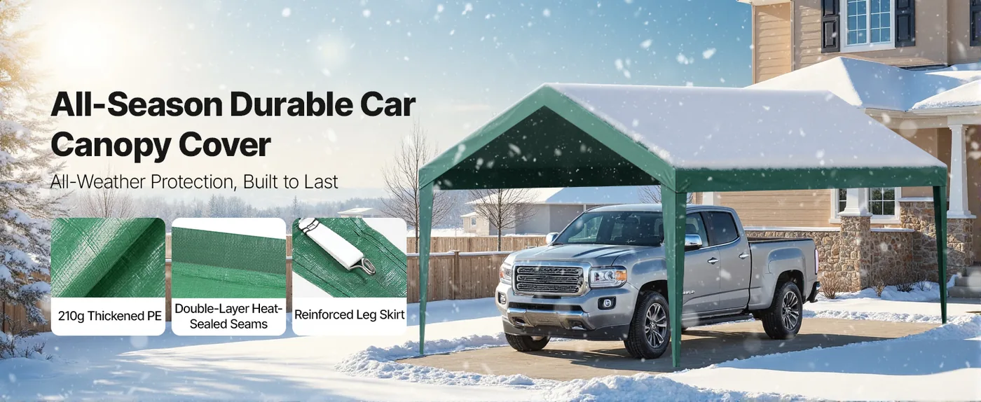 VEVOR Carport Replacement Canopy 10x20ft dark green Canopy s All-Year Round Durable